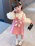 YK Girls Self Design Pinafore Dress