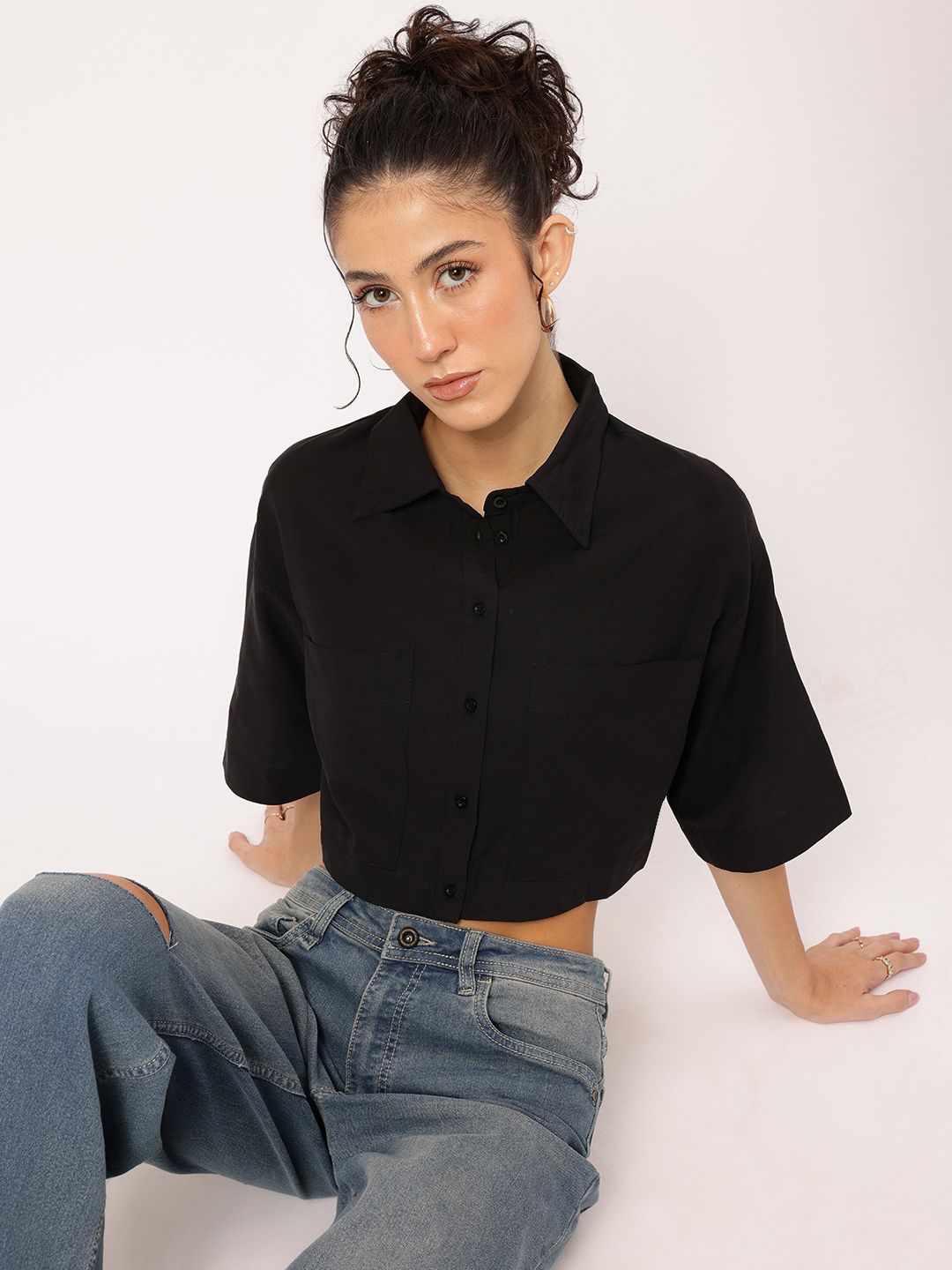 DressBerry Cozy Canvas Crop Shirt