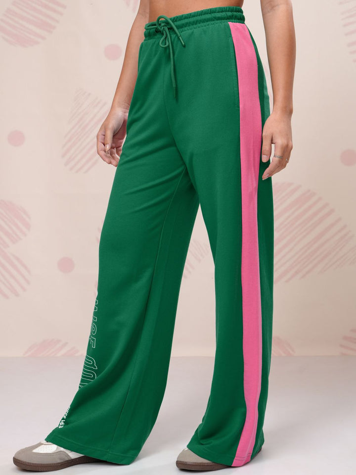 Tokyo Talkies Women Typography Printed Flared High Rise Trousers