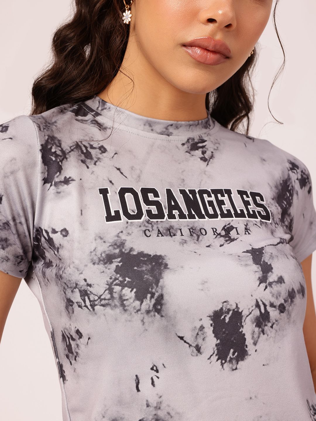 DressBerry LA City Chic Printed Dyed Crop T-shirt
