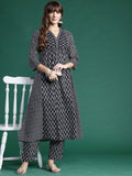Indo Era Ethnic Motifs Printed A-Line Pure Cotton Kurta with Trousers