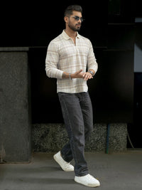 Powerlook Men Checked Polo Collar T-shirt