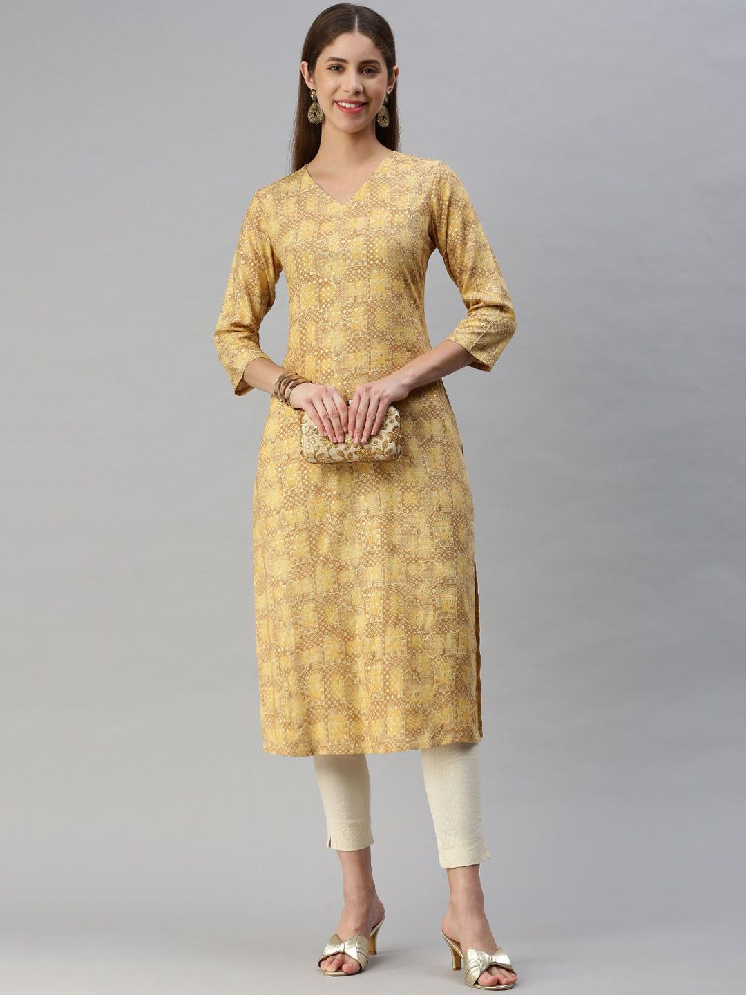KALINI Geometric Printed Straight Kurta
