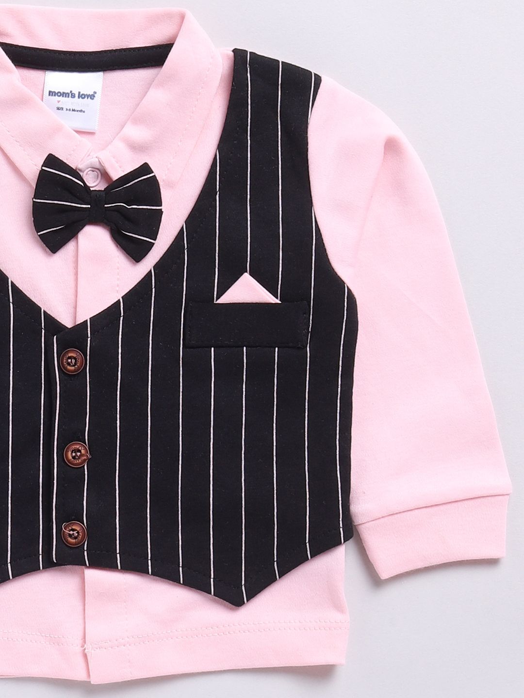 Moms Love Infant Boys Striped Cotton Shirt & Joggers