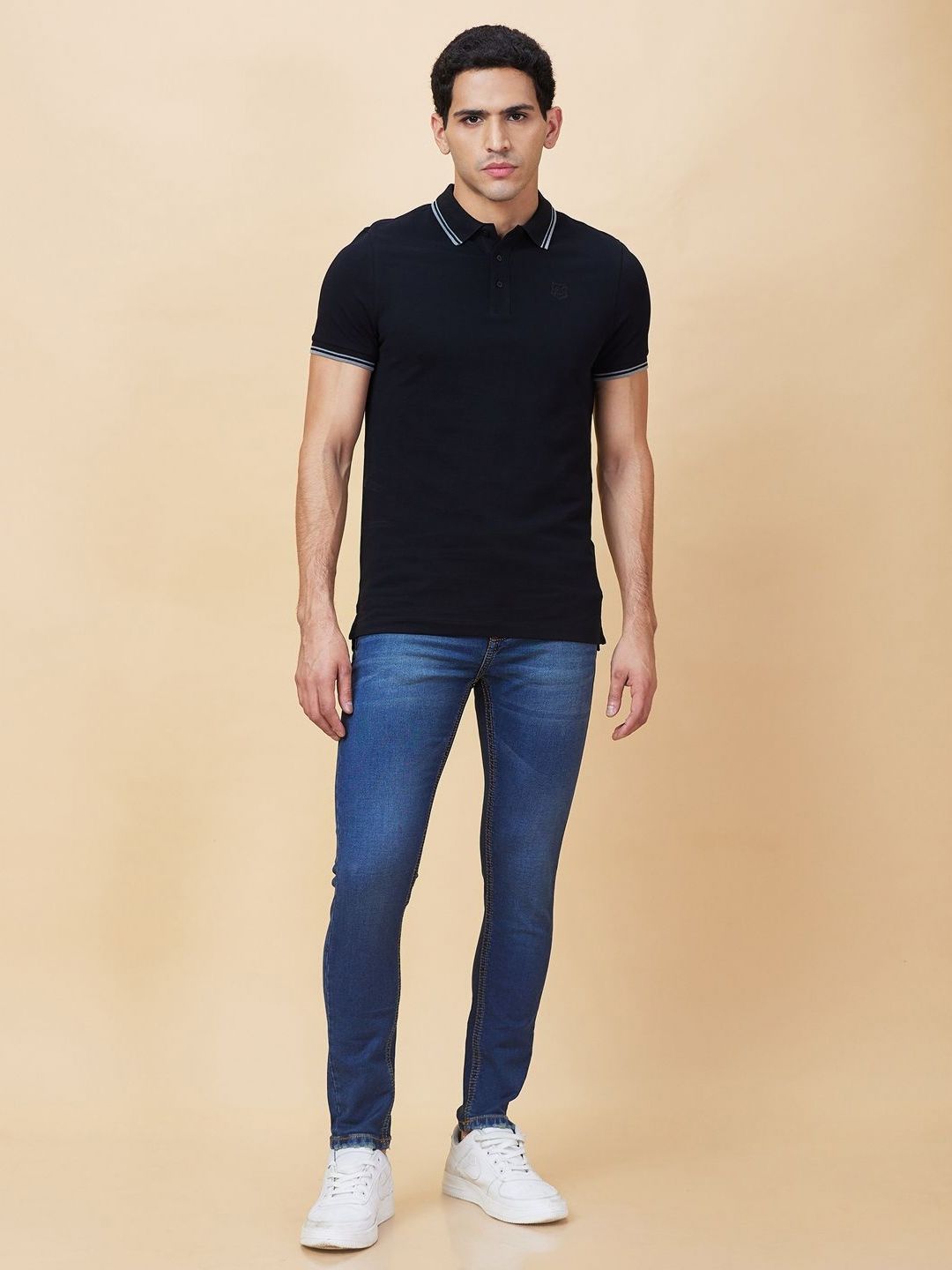 Being Human Men Solid Polo Collar Cotton T-shirt