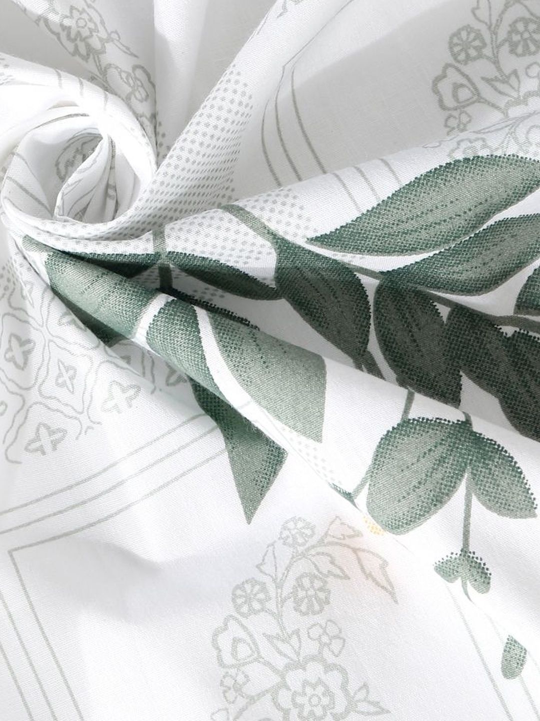 KLOTTHE White & Grey Floral 400 TC Cadar dengan 2 Sarung Bantal