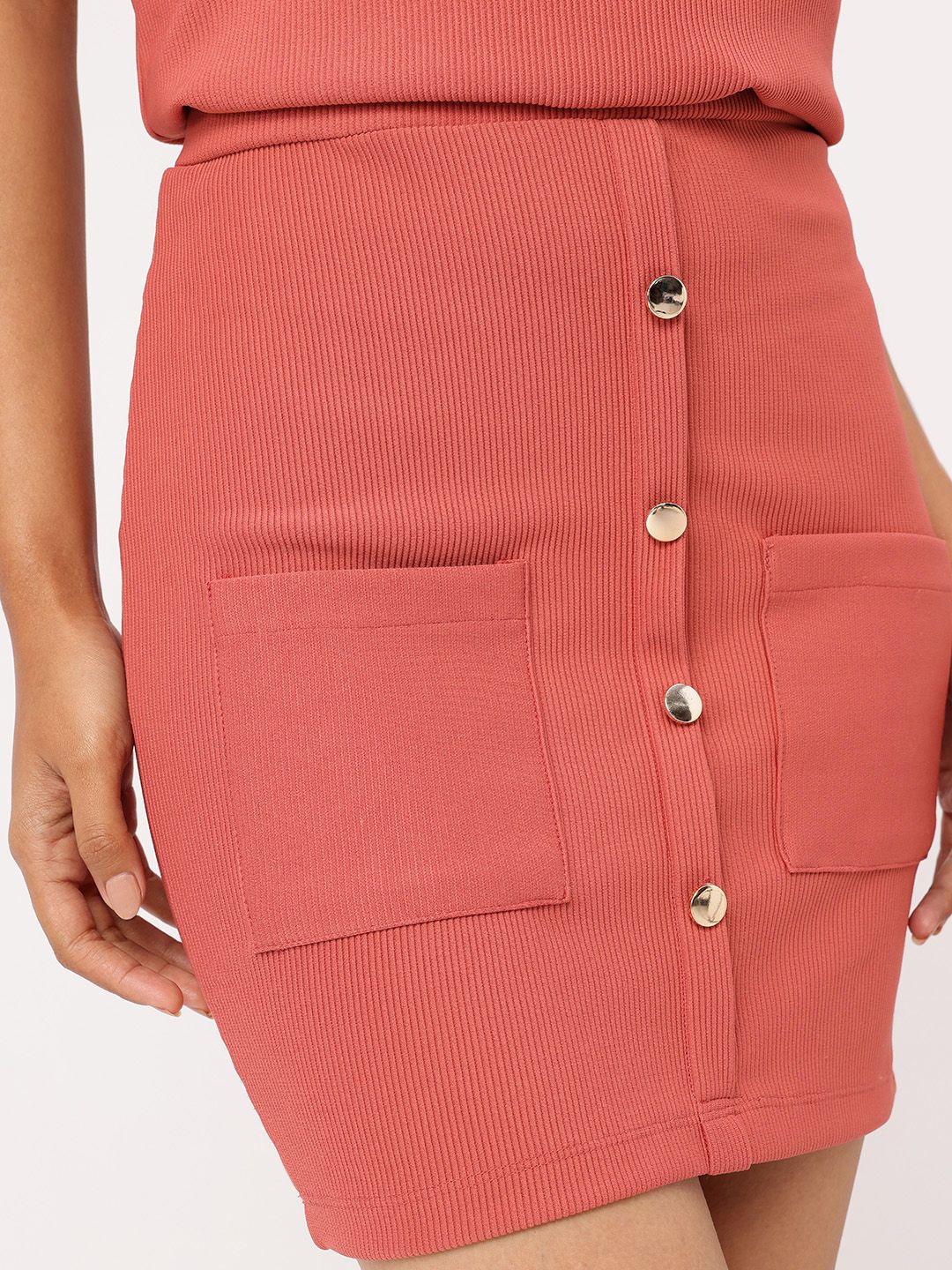 DressBerry Delicate Charm Ribbed Polo T-shirt & Skirt Co-Ords