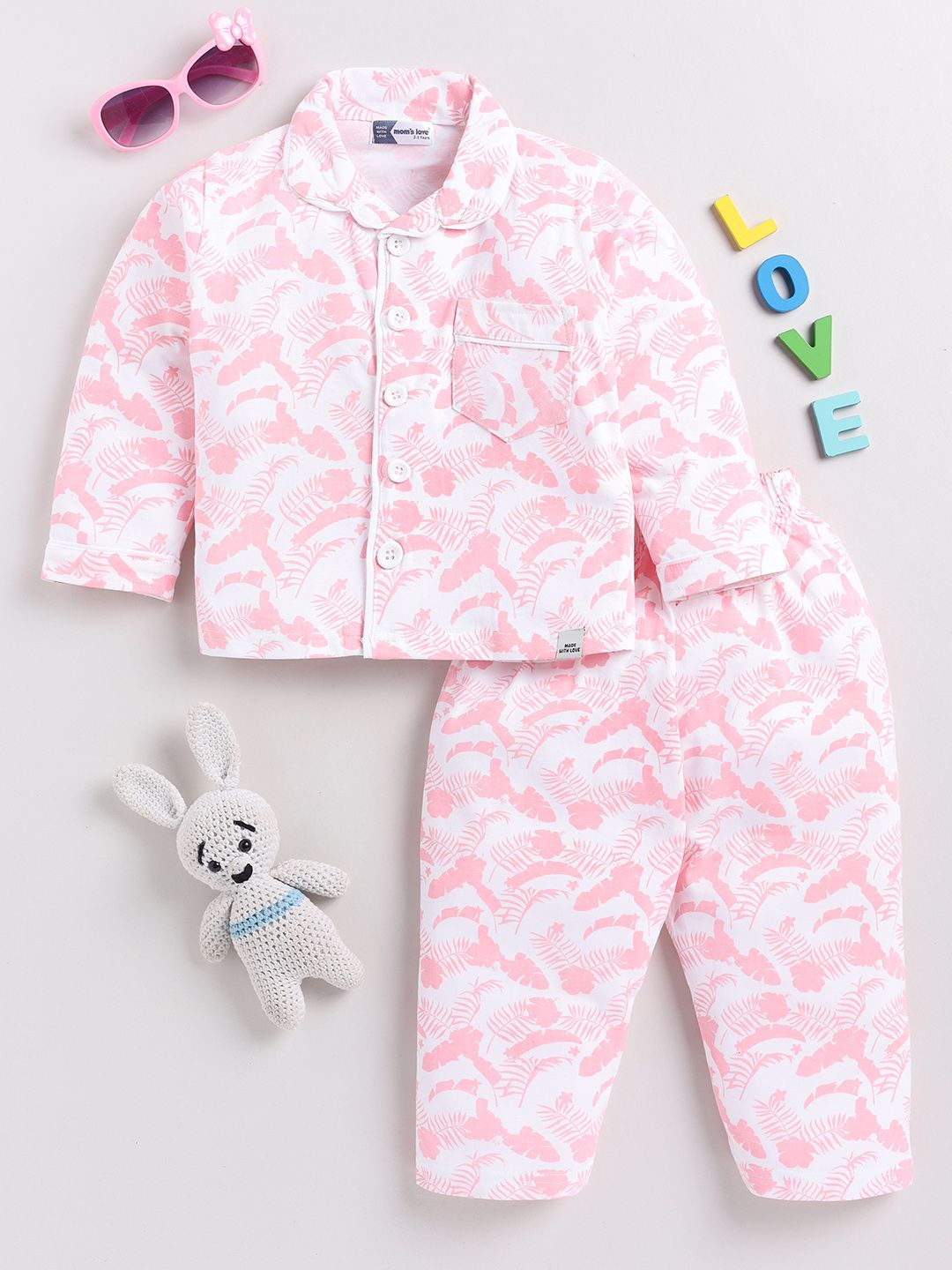 Moms Love Boys Floral Printed Night Suit