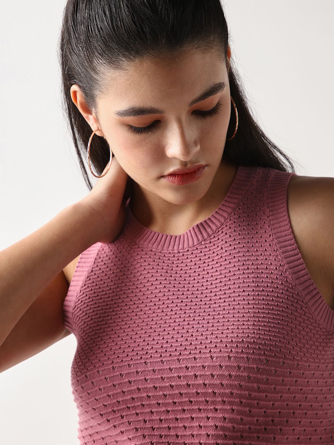 Bewakoof Women Mauve Slim Fit Short Top