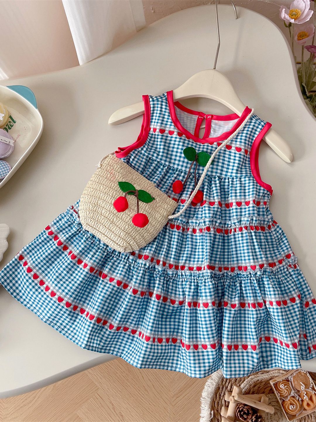 YK Checked Fit & Flare Dress