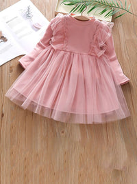 YK Girls Ruffled Satin Fit & Flare Dress