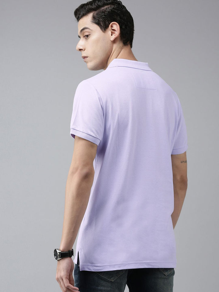 THE BEAR HOUSE Men Violet Polo Collar Slim Fit T-shirt