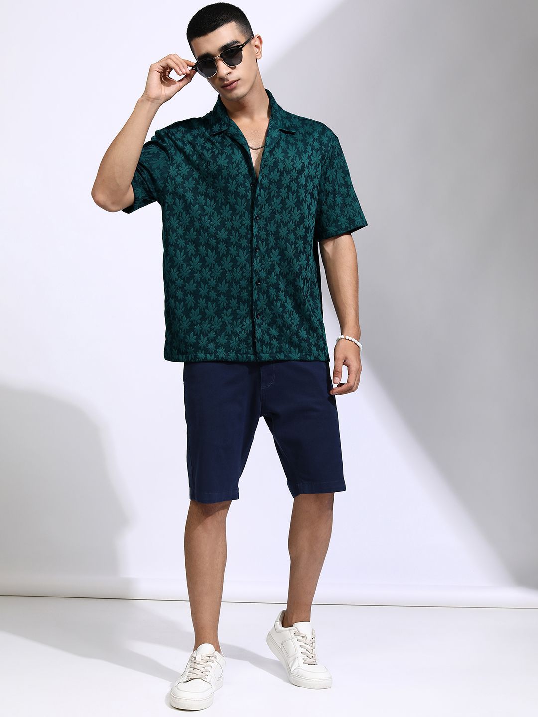 Lelaki Highlander bercetak Resort Collar Baju besar