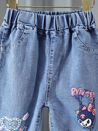 YK Girls Comfort Relaxed Fit High-Rise Clean Look Embroidered Stretchable Jeans