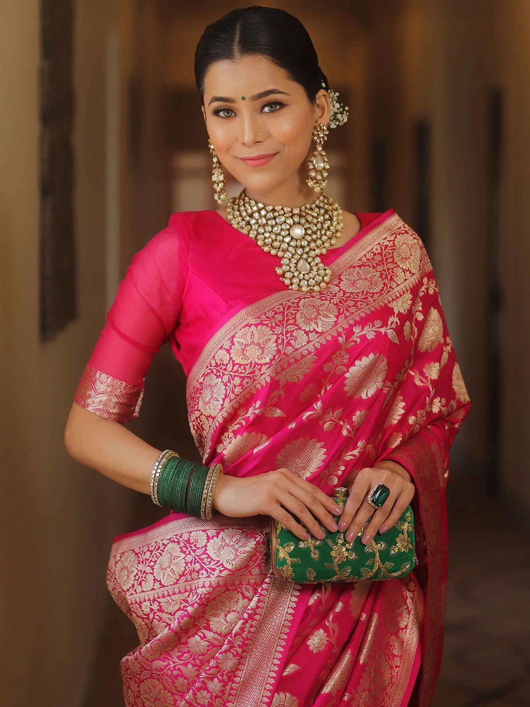 KALINI Ethnic Motifs Zari Banarasi Saree