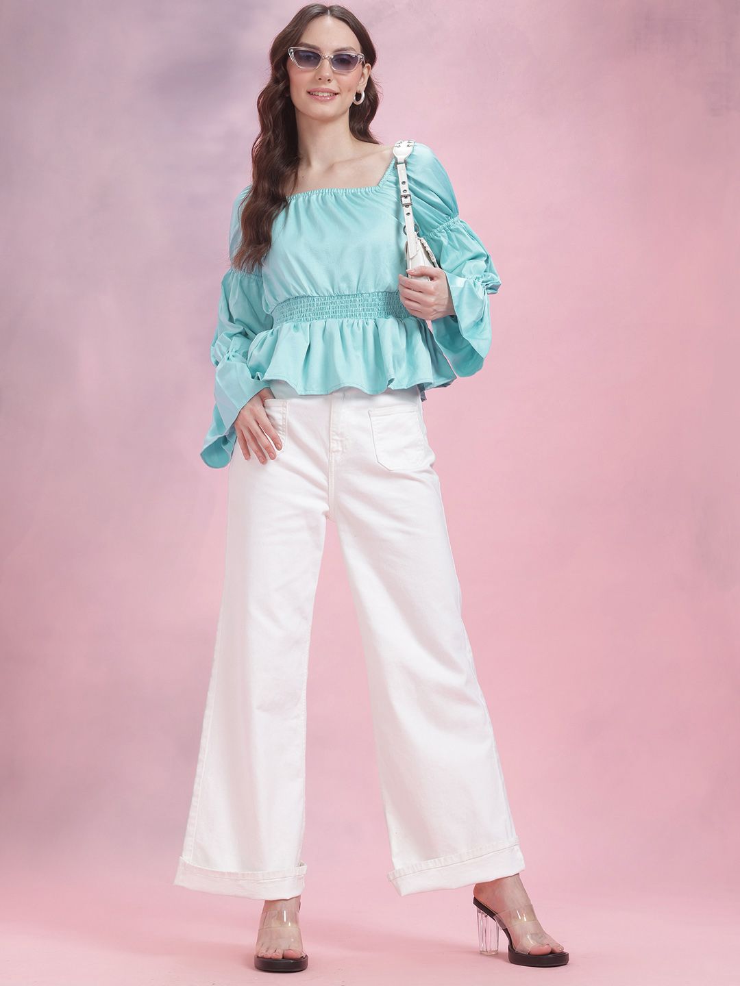 DressBerry Puff Sleeve Peplum Top