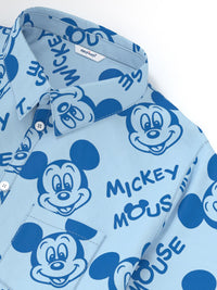 NautiNati Disney Boys Cotton Mickey Mouse Graphic Print Shirt with Chest Pocket