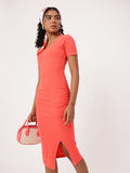 DressBerry Ruched Ribbed Bodycon Dress