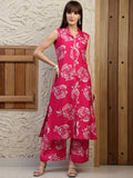 KALINI Floral Printed Shirt Collar A-Line Kurta & Palazzos