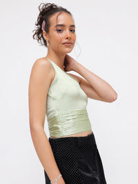 DressBerry Shoulder Stunner Satin-Finish Crop Top