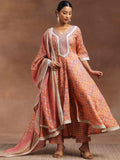 Libas Ethnic Motifs Printed Zari Panelled A-Line Kurta With Trouser & Dupatta