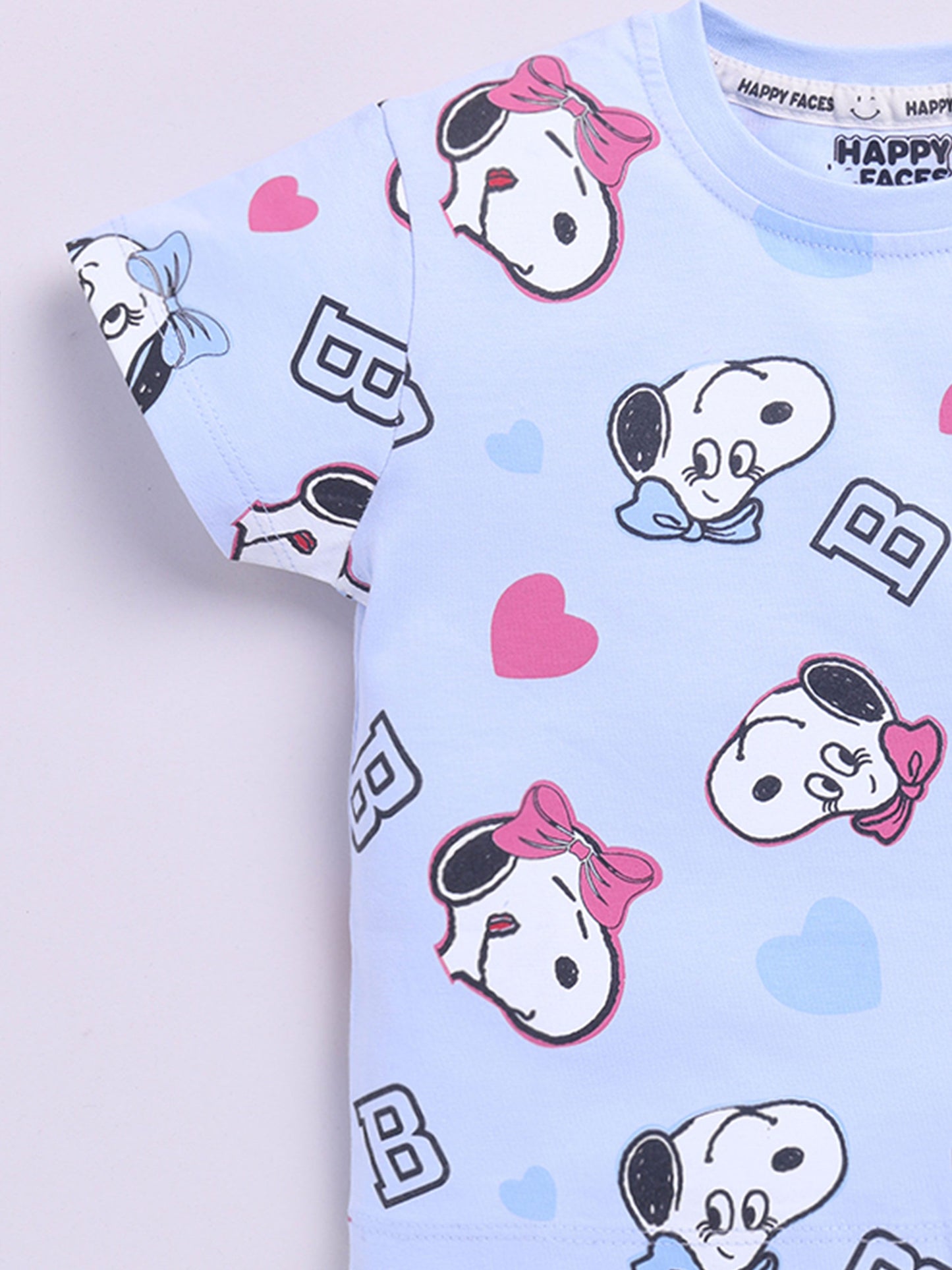 Happy Faces Girls Peanuts Printed Pure Cotton T-shirt