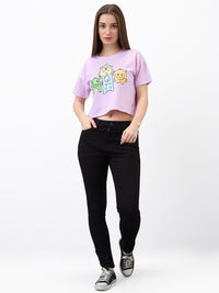 SPYKAR Women Graphic Printed Round Neck Cotton Boxy T-shirt