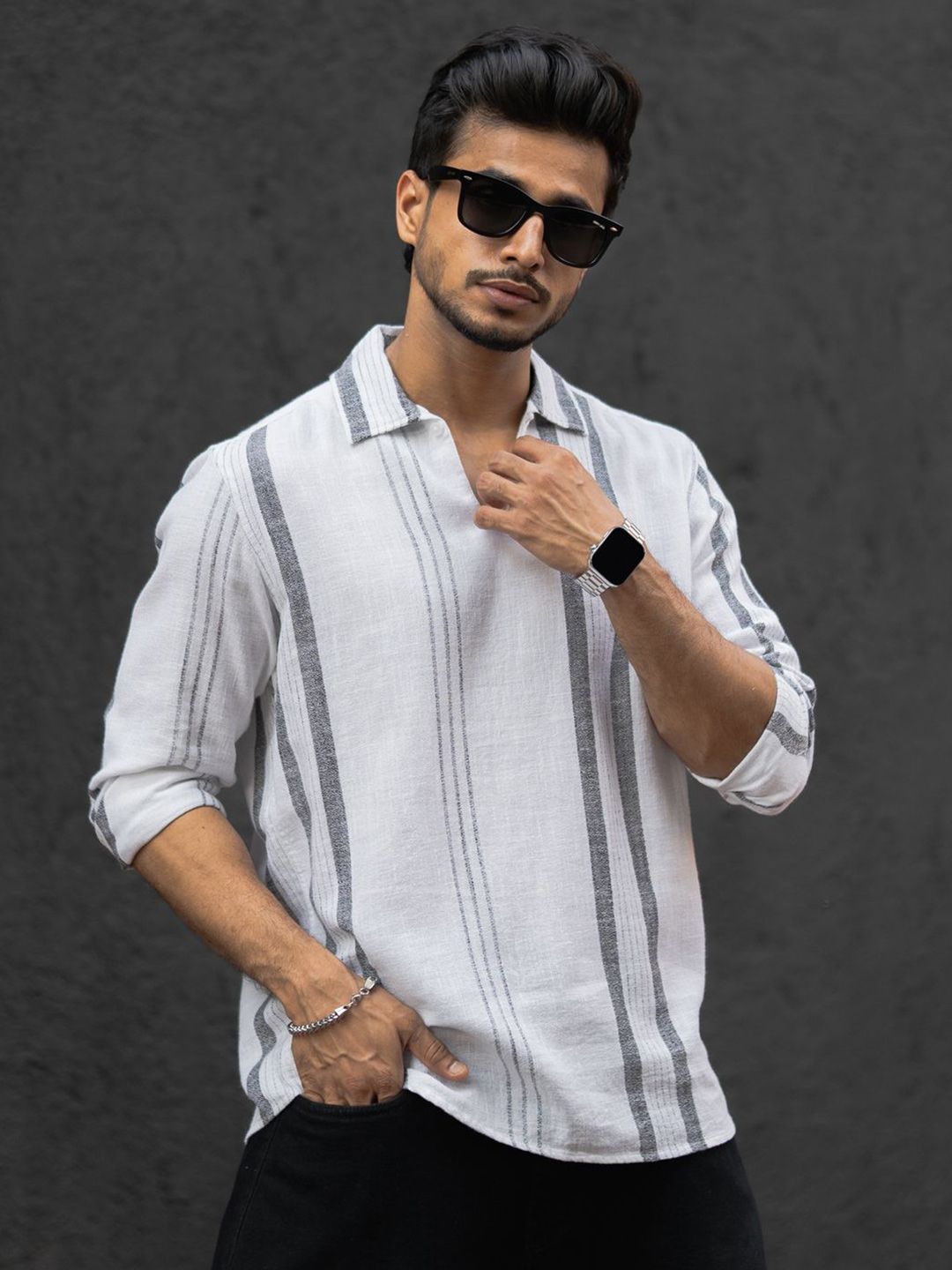 Powerlook Men Opaque Striped Casual Shirt