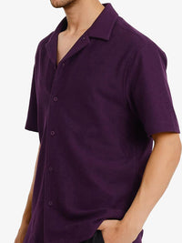 RARE RABBIT Men Comfort Cuban Collar Solid Cotton Boxy Casual Shirt