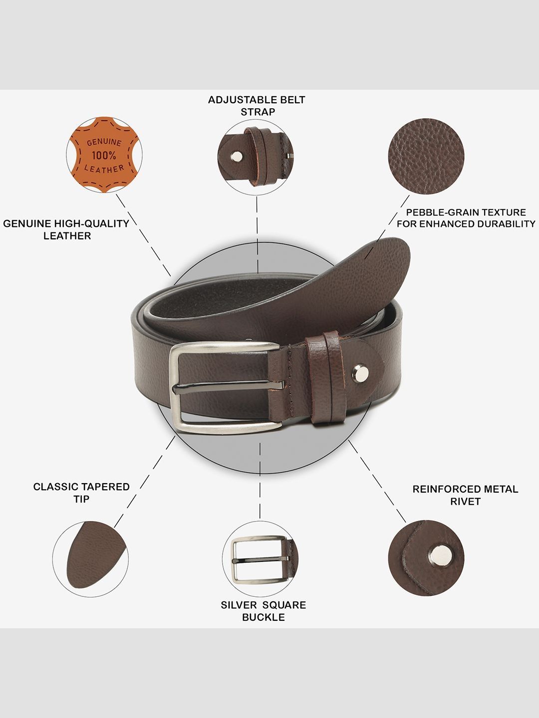 Teakwood Leathers Men Textured Leather Formal Belt