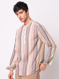 VASTRADO Men Crinkled Striped Kurta
