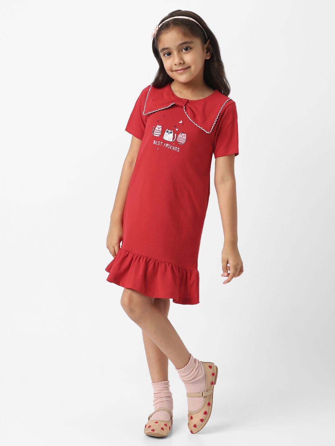 Nauti Nati Girls Cotton Half-sleeve Frock Dress