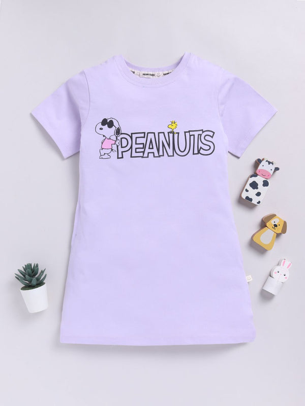 Happy Faces Kids Girls Printed Pure Cotton Longline T-Shirt