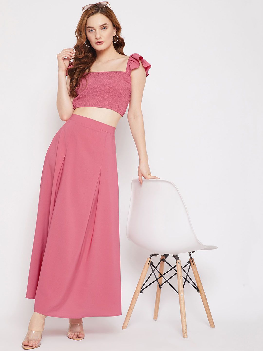 Berrylush Crop Top & Flared Maxi Skirt Co-Ord Set
