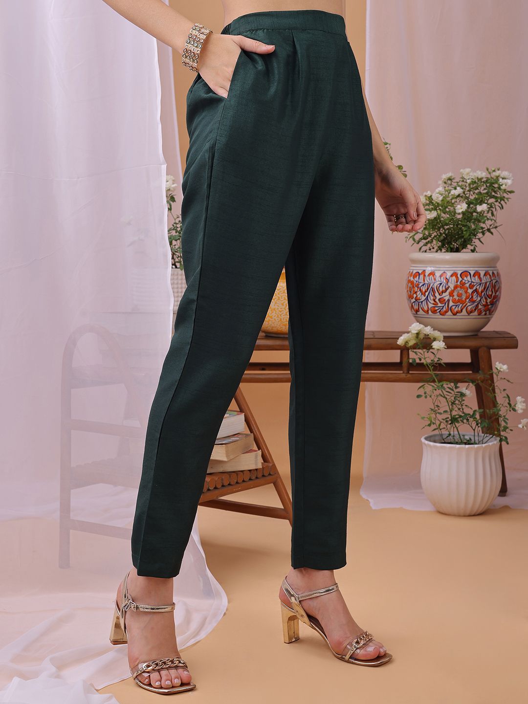 KALINI Women Ethnic Motifs Embroidered Regular Sequinned Kurta with Trousers & Dupatta