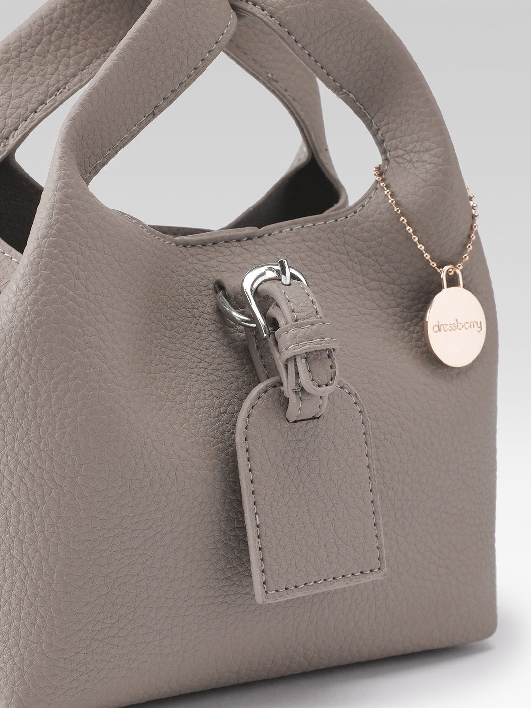 DressBerry Textured Bucket Handheld Bag with Pouch