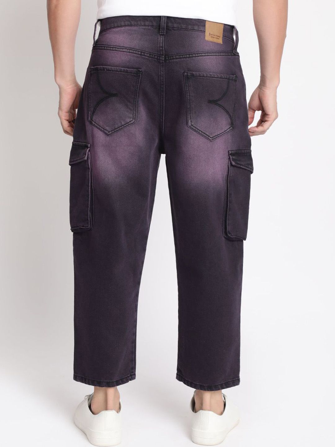 Bene Kleed Men Losse Fit Cropped Tinted Cargo Jeans