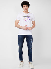SPYKAR Round Neck Short Sleeves Printed Slim Fit Cotton T-shirt