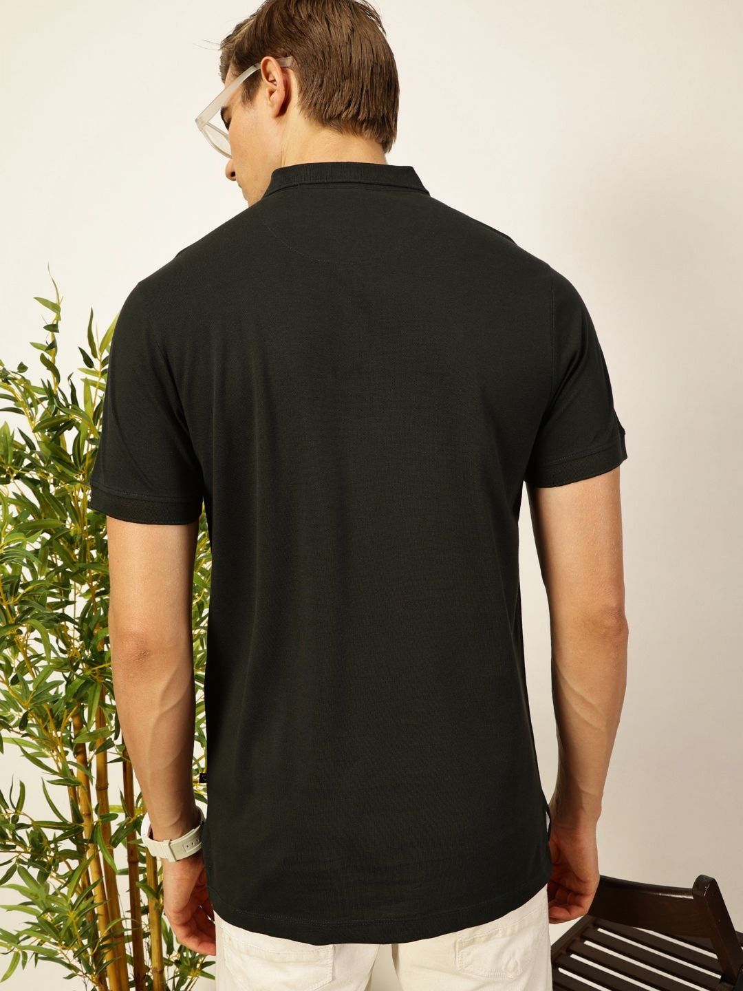 Thomas Scott Men Solid Polo Collar Cotton T-shirt