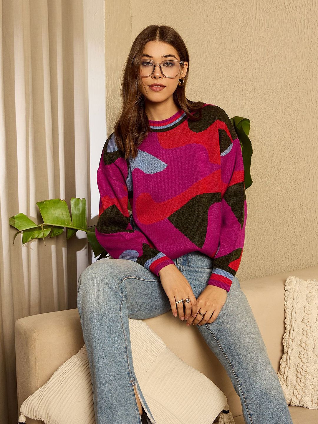 Berrylush Women Self Design Pullover