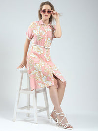 Monte Carlo Floral Print Belted Shirt Dress