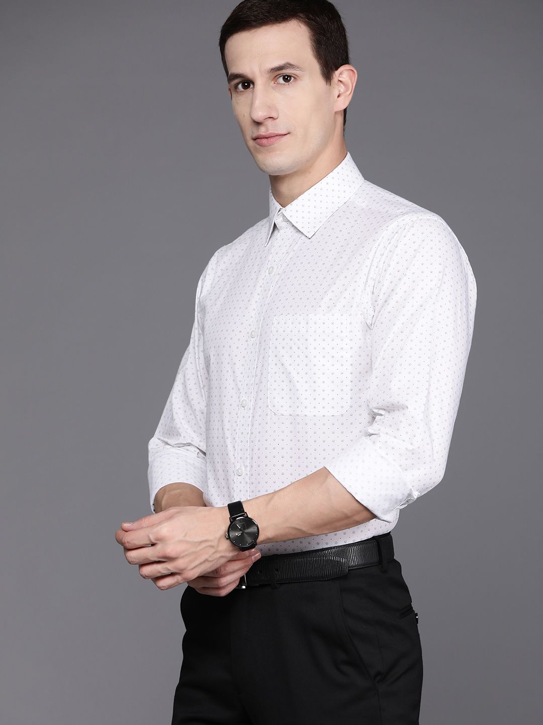 Raymond Men Pure Cotton Micro Ditsy Slim Fit Formal Shirt