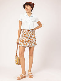 DressBerry Classy Floral Fusion Wrap Mini Skirt