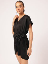 DressBerry Textured Tie-Up Mini Wrap Dress