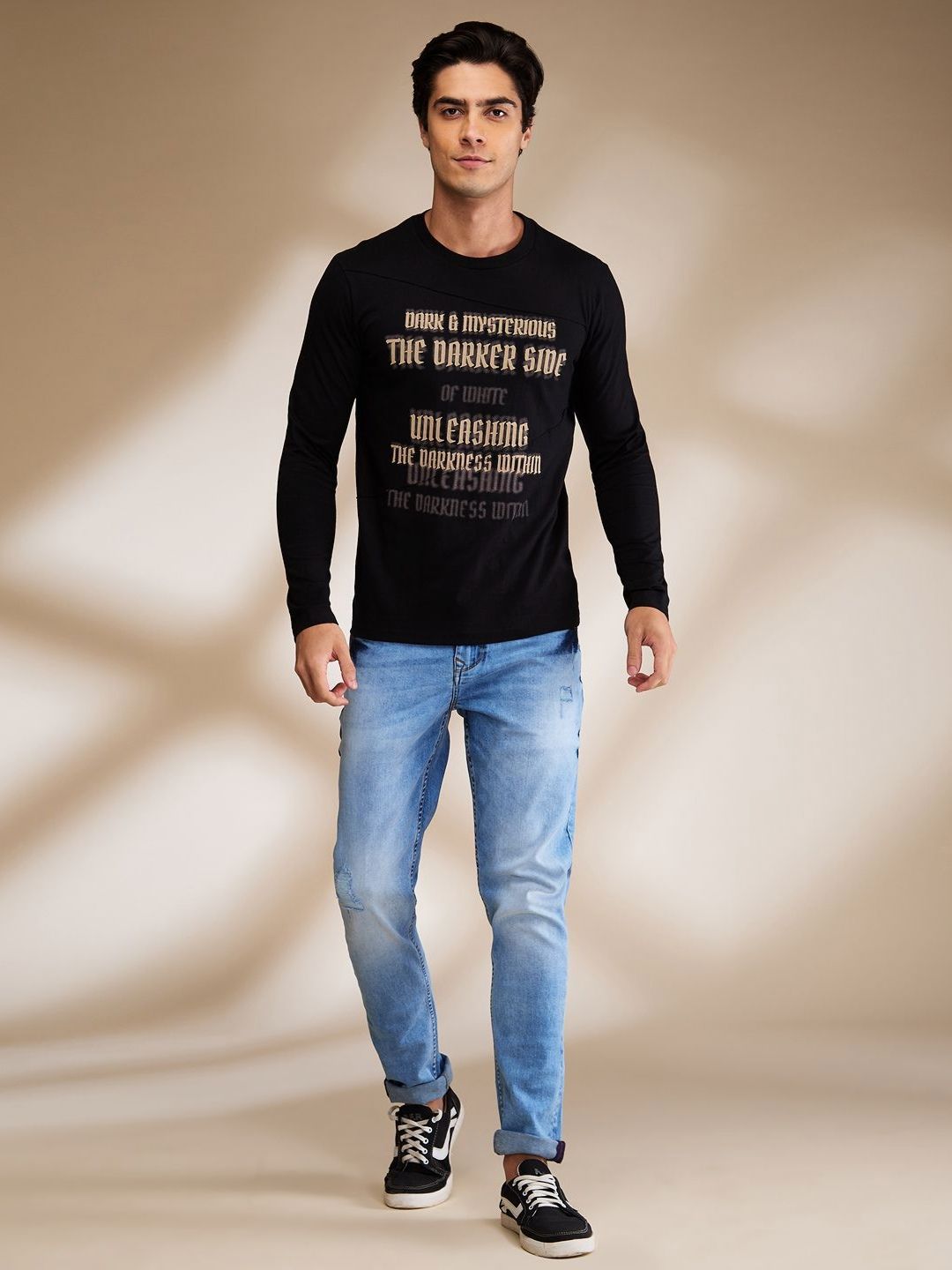 Being Human Men Typography Printed Round Neck Cotton Slim Fit T-shirt