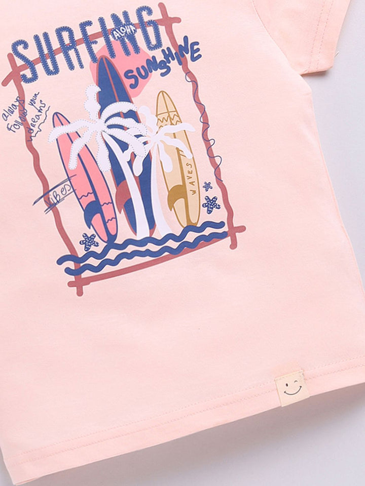 Happy Faces Boys Pure Cotton Typography & Graphic Printed T-shirt