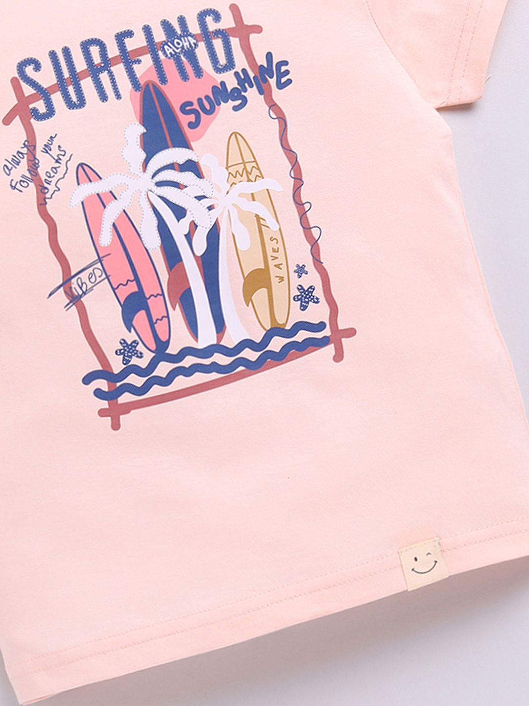 Happy Faces Boys Pure Cotton Typography & Graphic Printed T-shirt