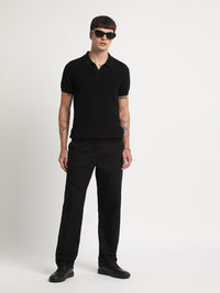 THE BEAR HOUSE Self Design Regular Fit Polo Collar Cotton T-shirt