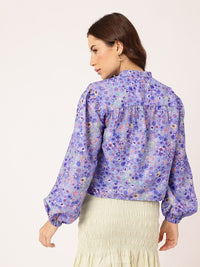 DressBerry Refined Bloom Printed Gathers Boxy Casual Shirt