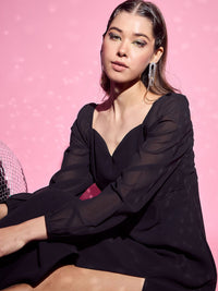 Berrylush Women Bishop Sleeve A-Line Maxi Dress